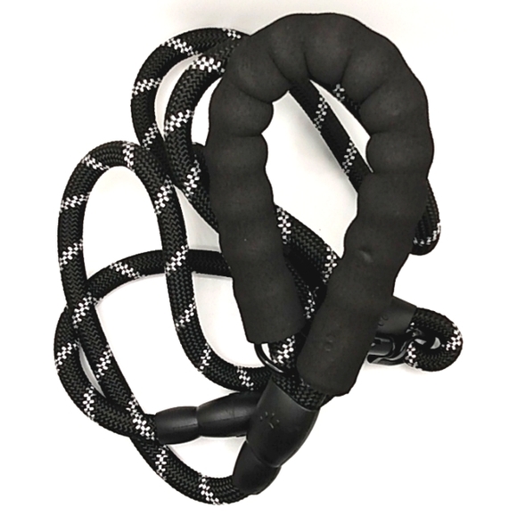 Doggy Tails Dog Black Heavy Duty 5ft Reflective Braided Rope Dog